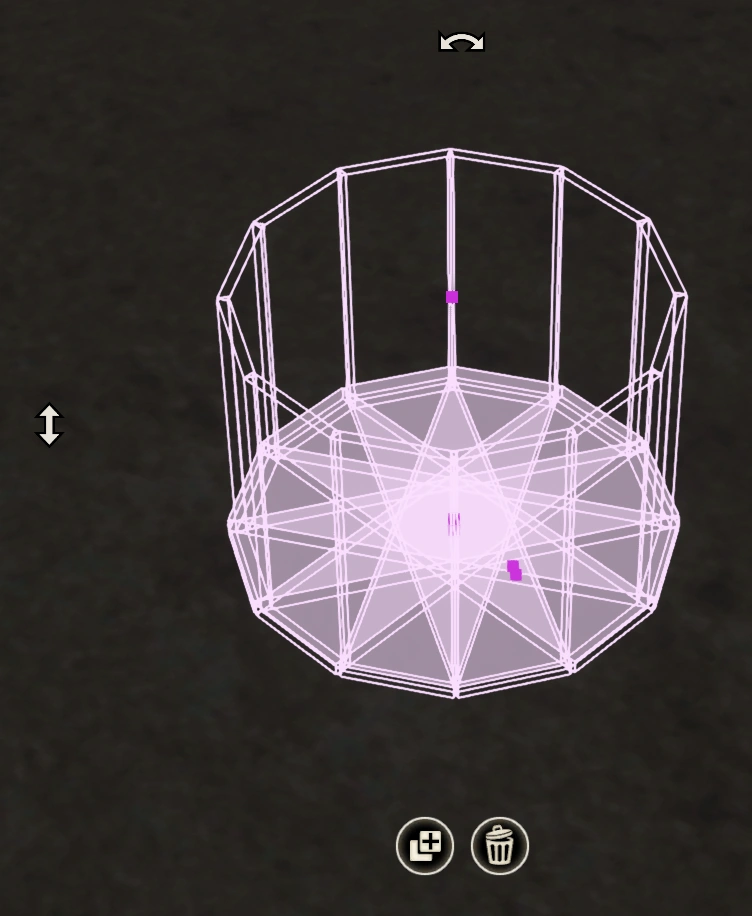 A light purple basket collider with a stackable surface at the bottom