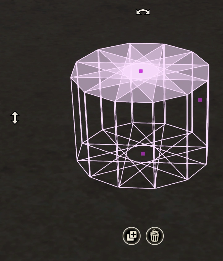 A light purple cylinder collider around a round-sided asset