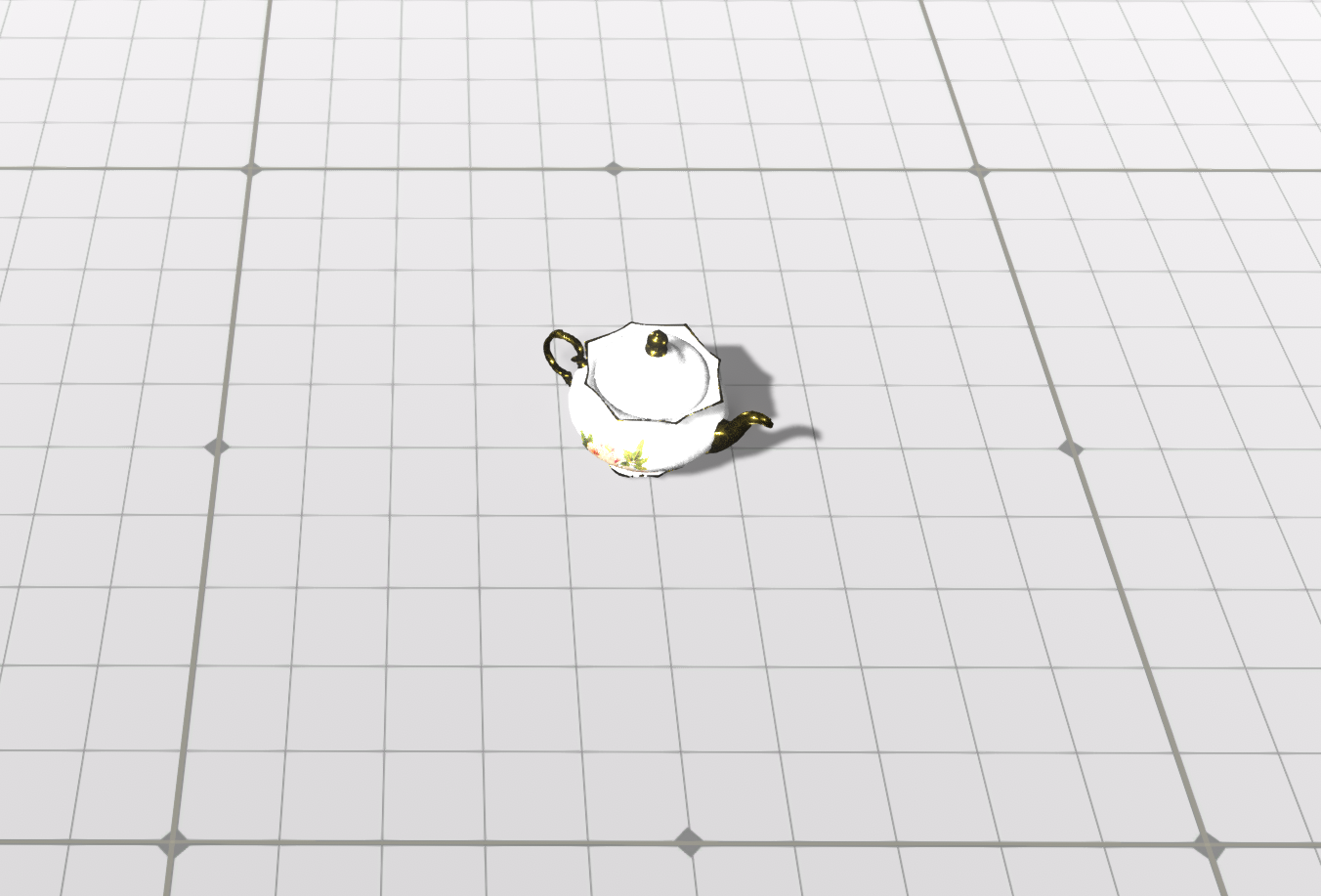 Dungeon Alchemist grid layout with a teapot prop