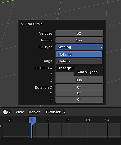 Add Circle panel with Fill Type set to N-Gon